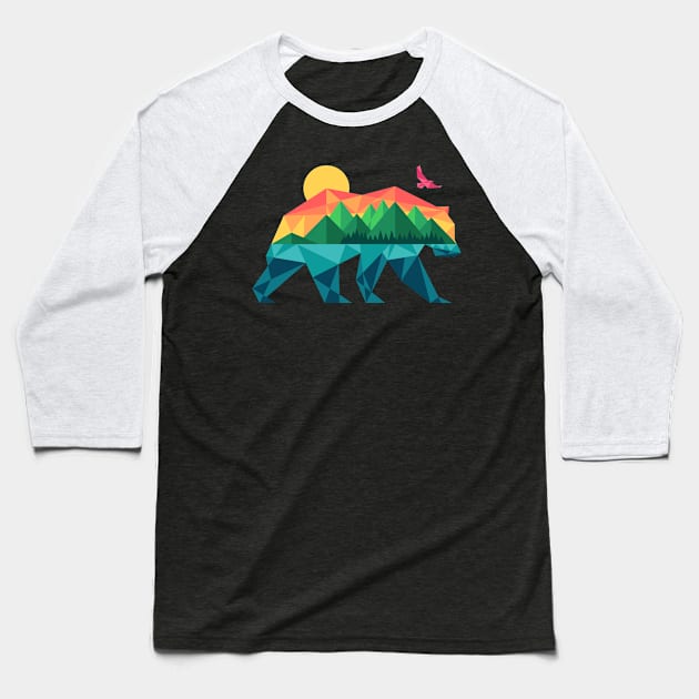 Mountain Bear Baseball T-Shirt by Sachpica